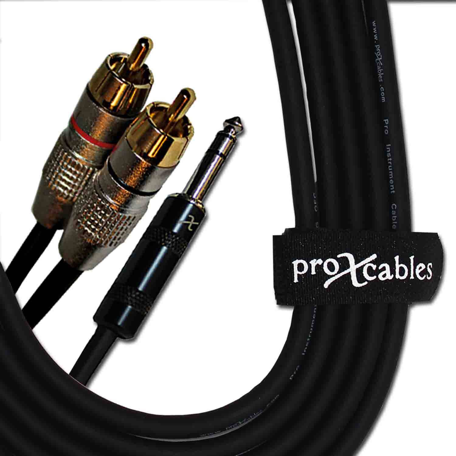 Prox XC-SYR03 Unbalanced 1/4" TRS-M to Dual RCA-M High Performance Audio Cable - 3 Feet - Hollywood DJ