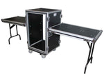 Prox T-14RSP24DST 14U Vertical Shockproof Amp/Rack Case with Dual Side Tables and 4 Casters - 24" Rail to Rail - Hollywood DJ