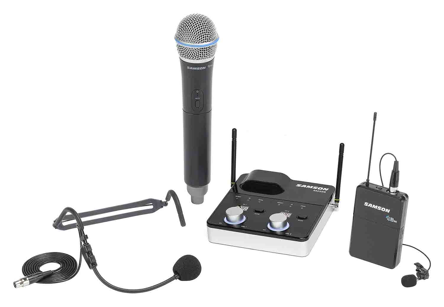Samson SWC288MALL-K Concert 288m All-in-One Dual-Channel Wireless Combo and Handheld Microphone System - Hollywood DJ