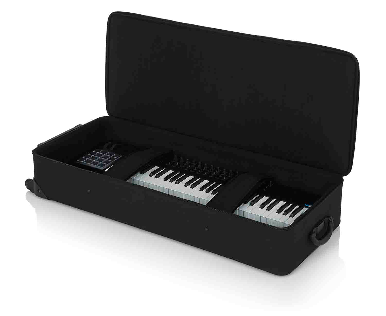 Gator Cases GK-61 Rigid EPS Foam Lightweight DJ Case for 61 Note Keyboards with Wheels - Hollywood DJ