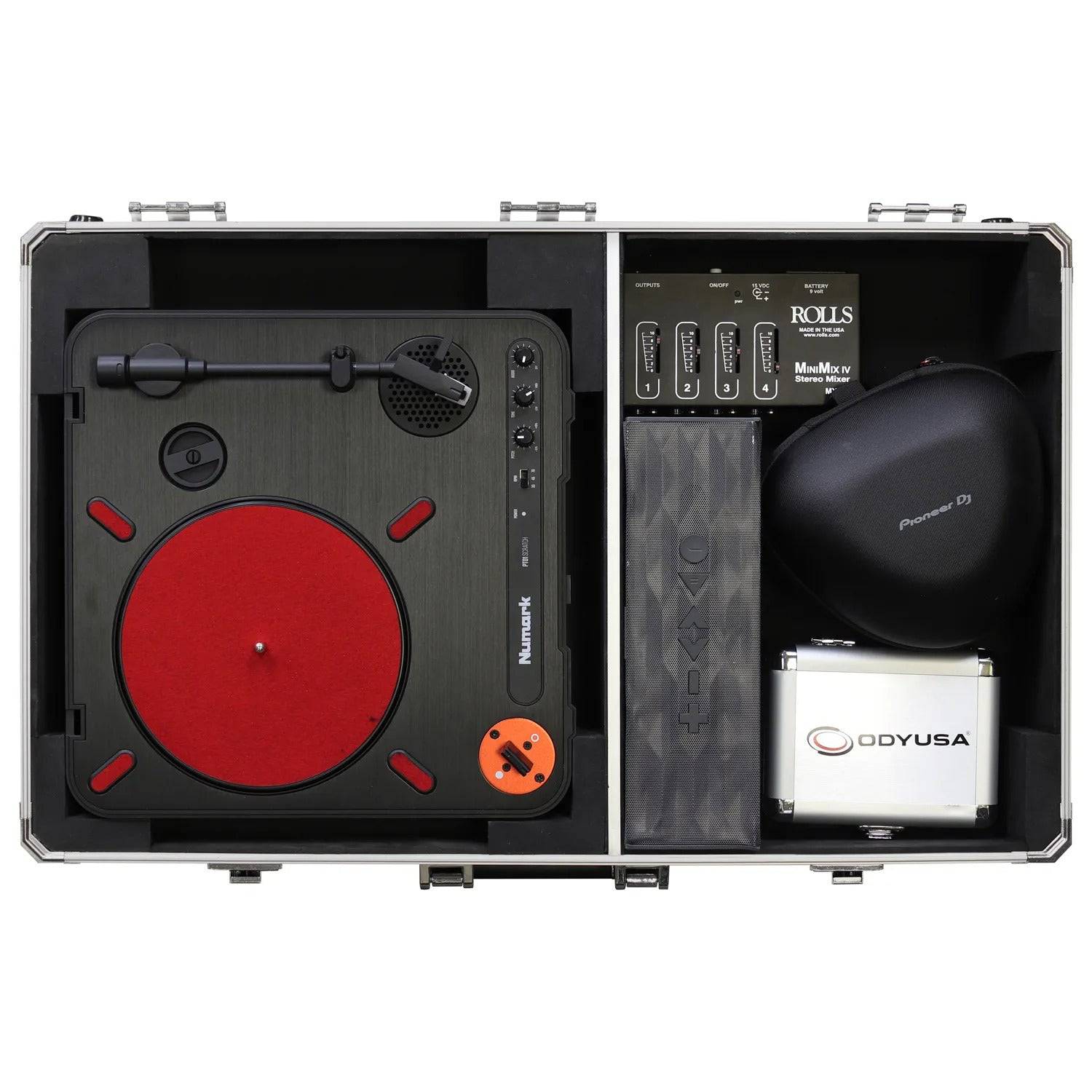 Odyssey KPT01SCBLK, KROM Series Black Numark PT01 Portablist Case With Side Compartment - Hollywood DJ