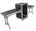 Prox T-16RSP24DST 16U Vertical Shockproof Amp/Rack Case with Dual Side Tables and 4 Casters - 24" Rail to Rail - Hollywood DJ
