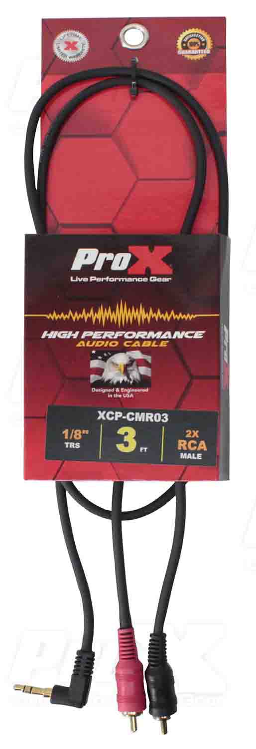 Prox XCP-CMR03 Audio Cable 1/8" Mini TRS to Dual RCA-M - 3 Feet - Hollywood DJ