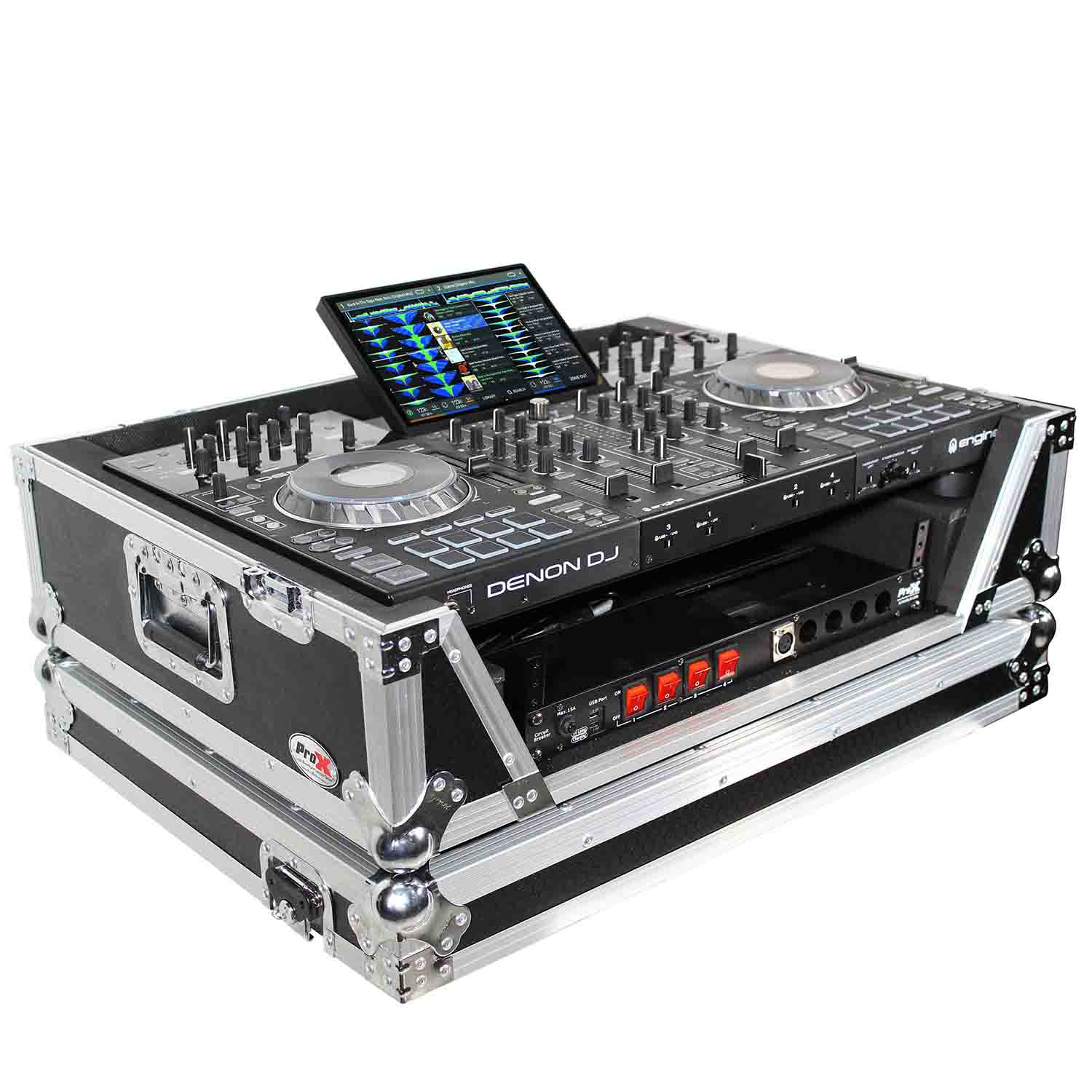 ProX XS-PRIME4 W2U DJ Flight Case For Denon Prime 4 Controller With 2U Rackspace and Wheels - Hollywood DJ