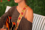 Levy's Leathers MH8P-009 2” Hemp ‘Vegan’ Guitar Strap with Printed Rosa Motif - Hollywood DJ