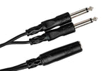 Hosa YPP-106 Y Cable, 1/4 in TSF to Dual 1/4 in TS - Hollywood DJ