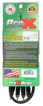 Prox XC-DRCA3 Unbalanced Dual RCA-M to Dual RCA-M High Performance Audio Cable - 3 Feet - Hollywood DJ