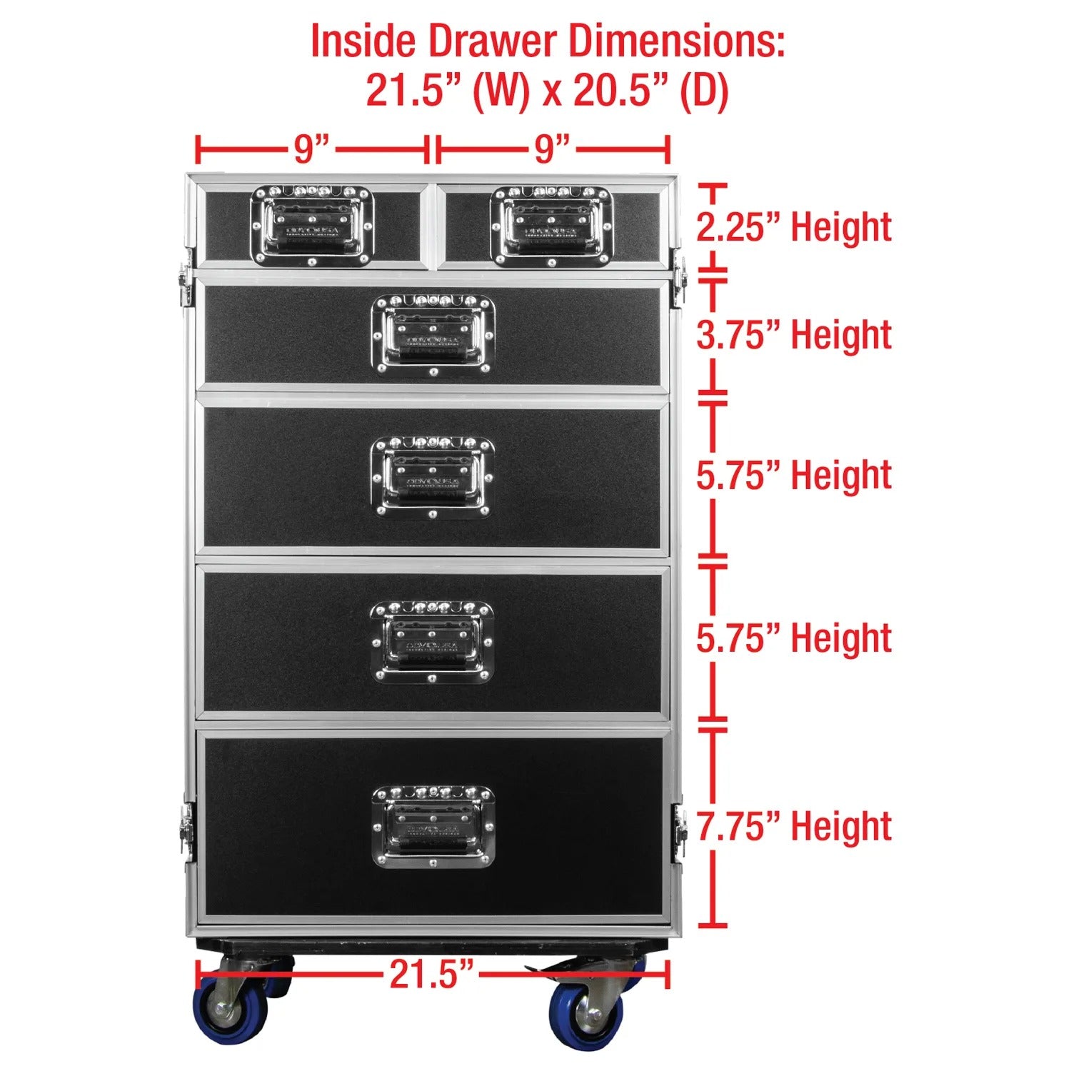 Odyssey FZWB6WDLX DJ Flight Case for Deluxe Six Drawer Workbox Tour with Casters and Side Table Odyssey