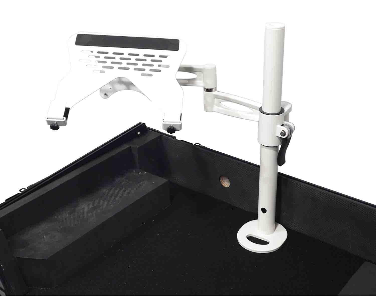 ProX XZF-LTARM PKG WH, Articulating Laptop Tray Arm with Shelf and Pole for Control Tower - White Finish