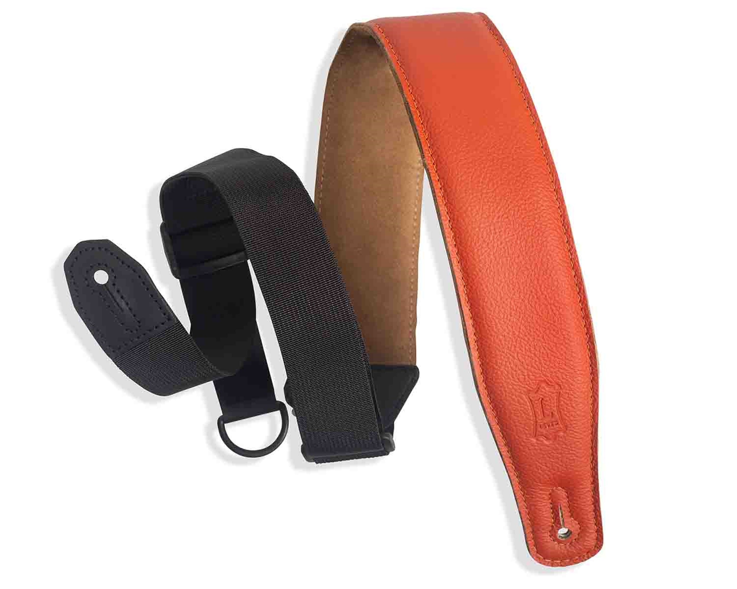 Levy's Leathers MRHGS-ORG 2.4-inch Right Height Garment Leather Guitar Strap - Orange - Hollywood DJ