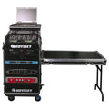 Open Box: Odyssey FZGS1116WDLX Deluxe 11U Top Slanted 16U Bottom Vertical Pro Combo Rack with Casters, Side Table, and Glide Platform - Hollywood DJ