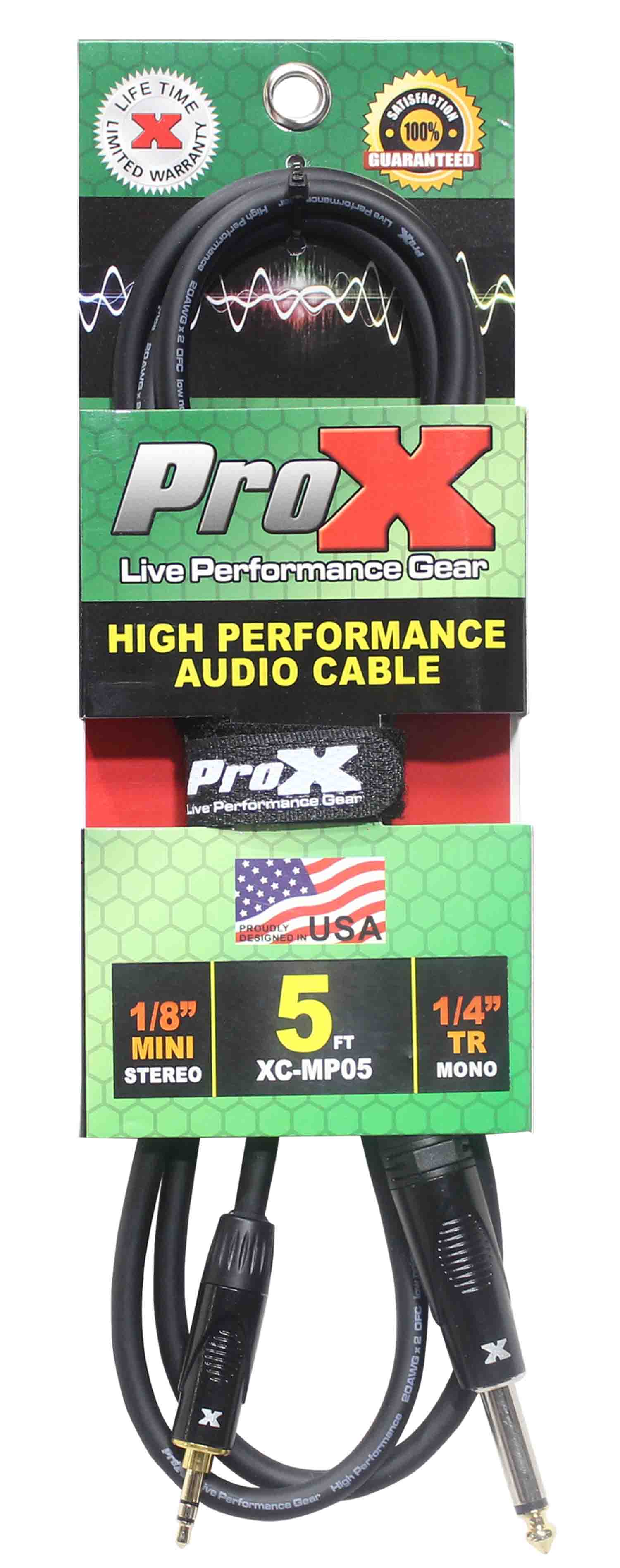 Prox XC-MP05 Unbalanced TRS-M Mini 1/8" to TS-M High Performance Audio Cable - 5 Feet - Hollywood DJ