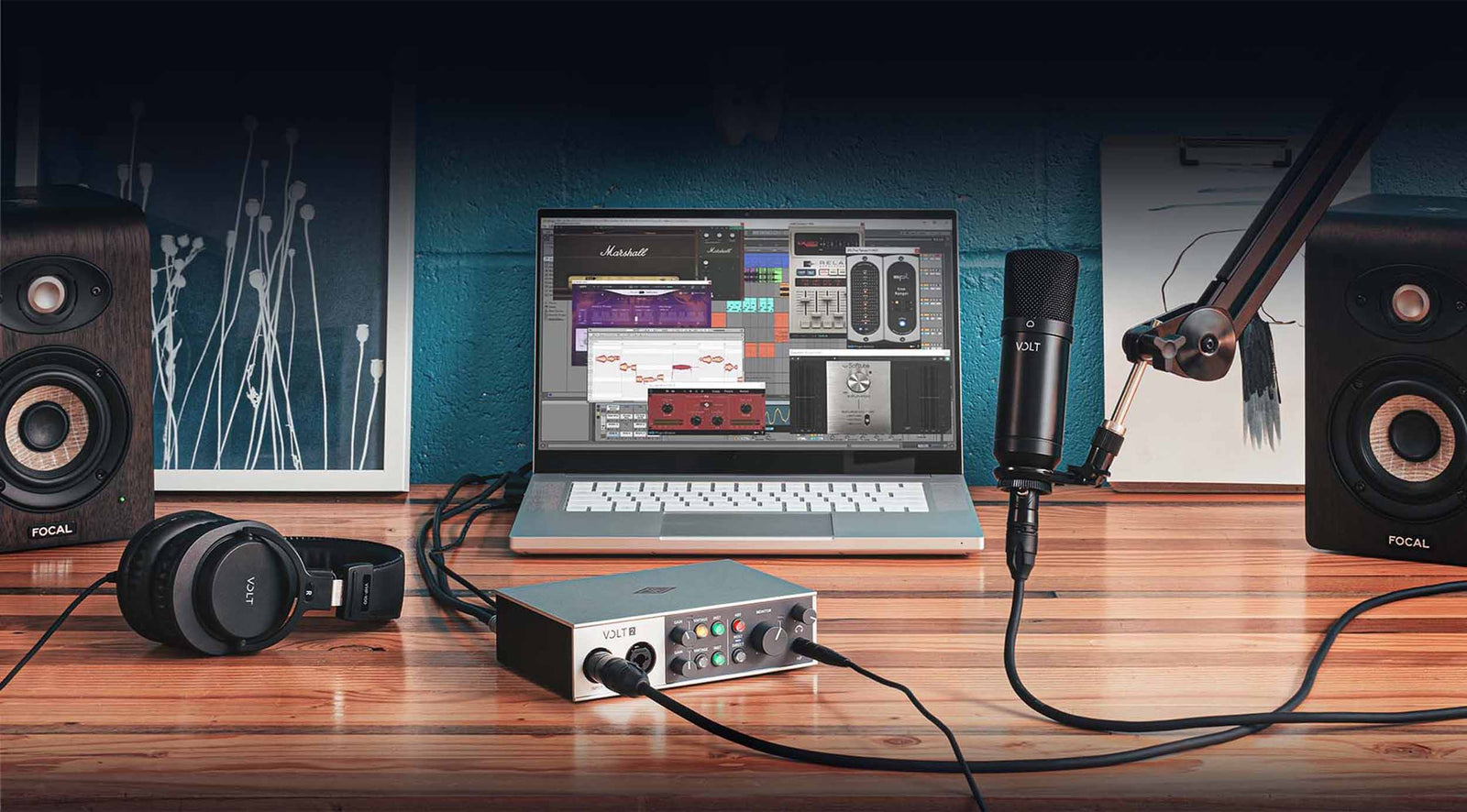 Universal Audio Volt 2 Studio Pack for Recording and Podcasting with USB Interface - Hollywood DJ