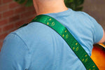 Levy's Leathers MPD2-113 2” Wide Polyester Guitar Strap with Green and Mustard Scanned Skull Motif - Hollywood DJ
