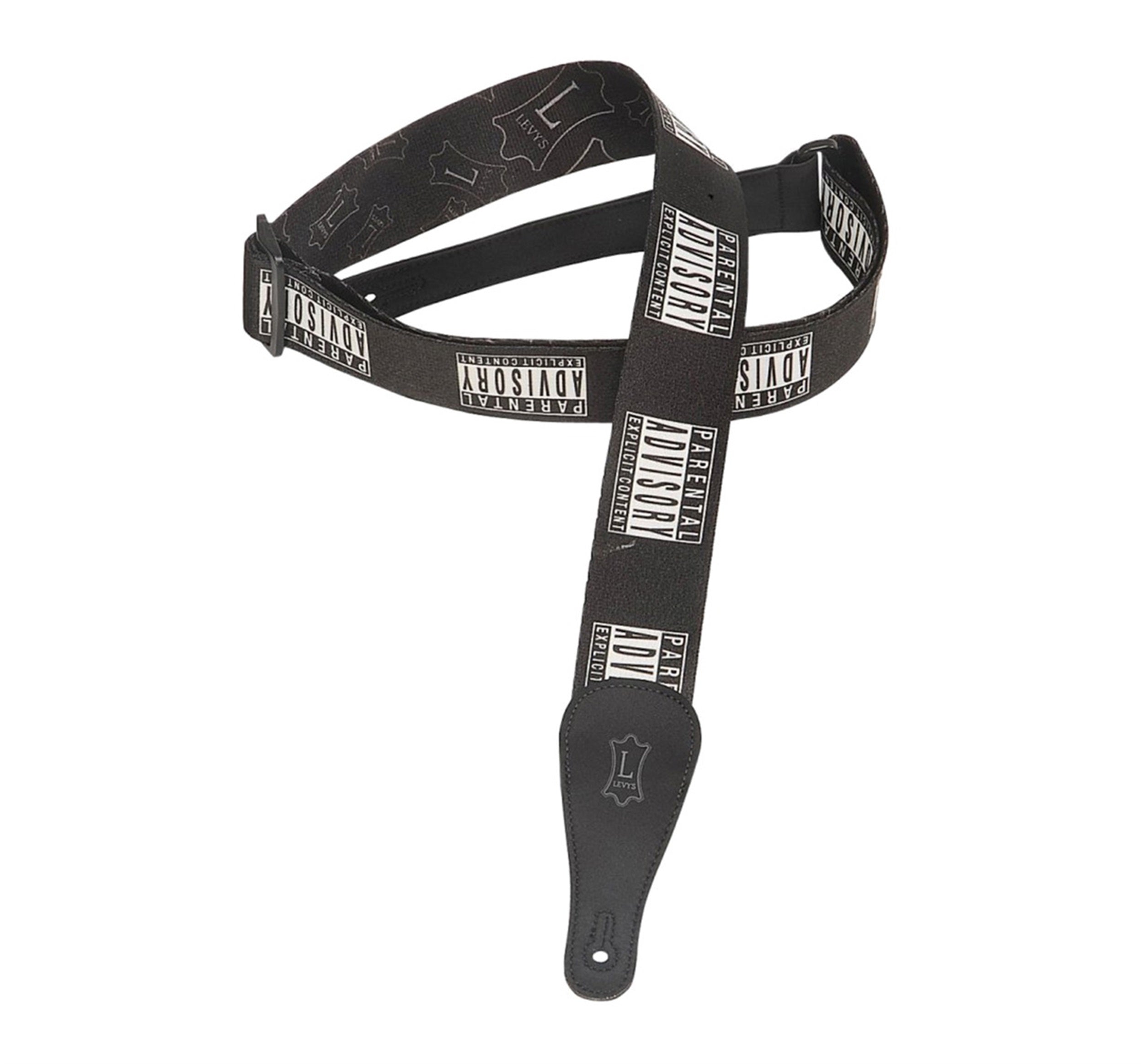 Levy's MPS2-065, 2-Inch Sonic-Art Polyester Guitar Strap with Parental Advisory Sticker Graphic Design - Hollywood DJ