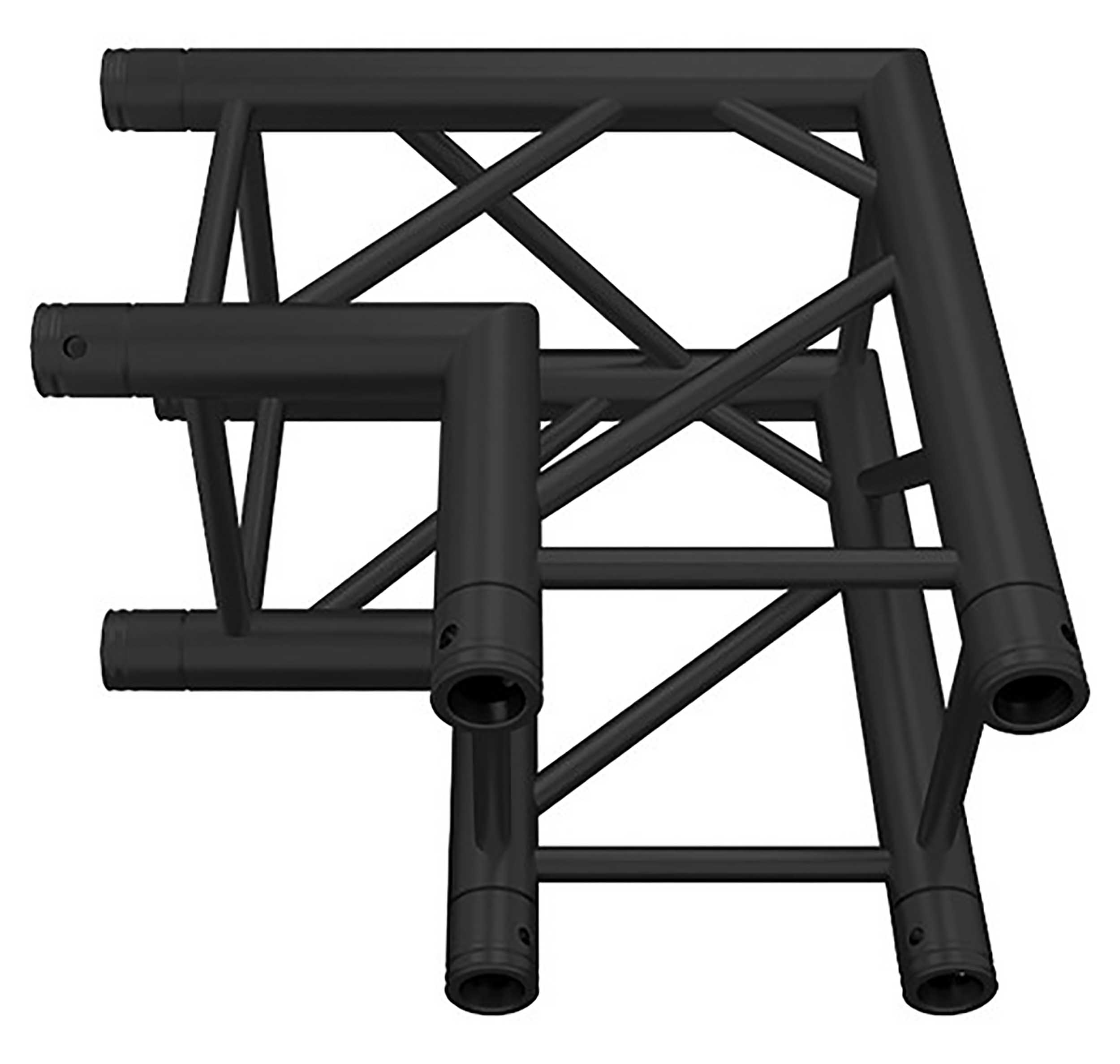 Global Truss SQ-4121 BLK/MTE, Two Way 90 Degree F34 Square Truss Corner - Black - Hollywood DJ