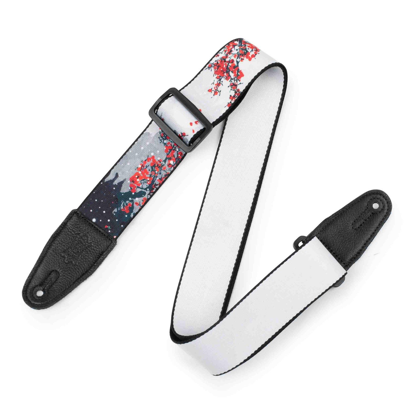 Levy's Leathers MPD2-116 2” Wide Polyester Guitar Strap with Cherry Blossoms and Snow Motif - Hollywood DJ