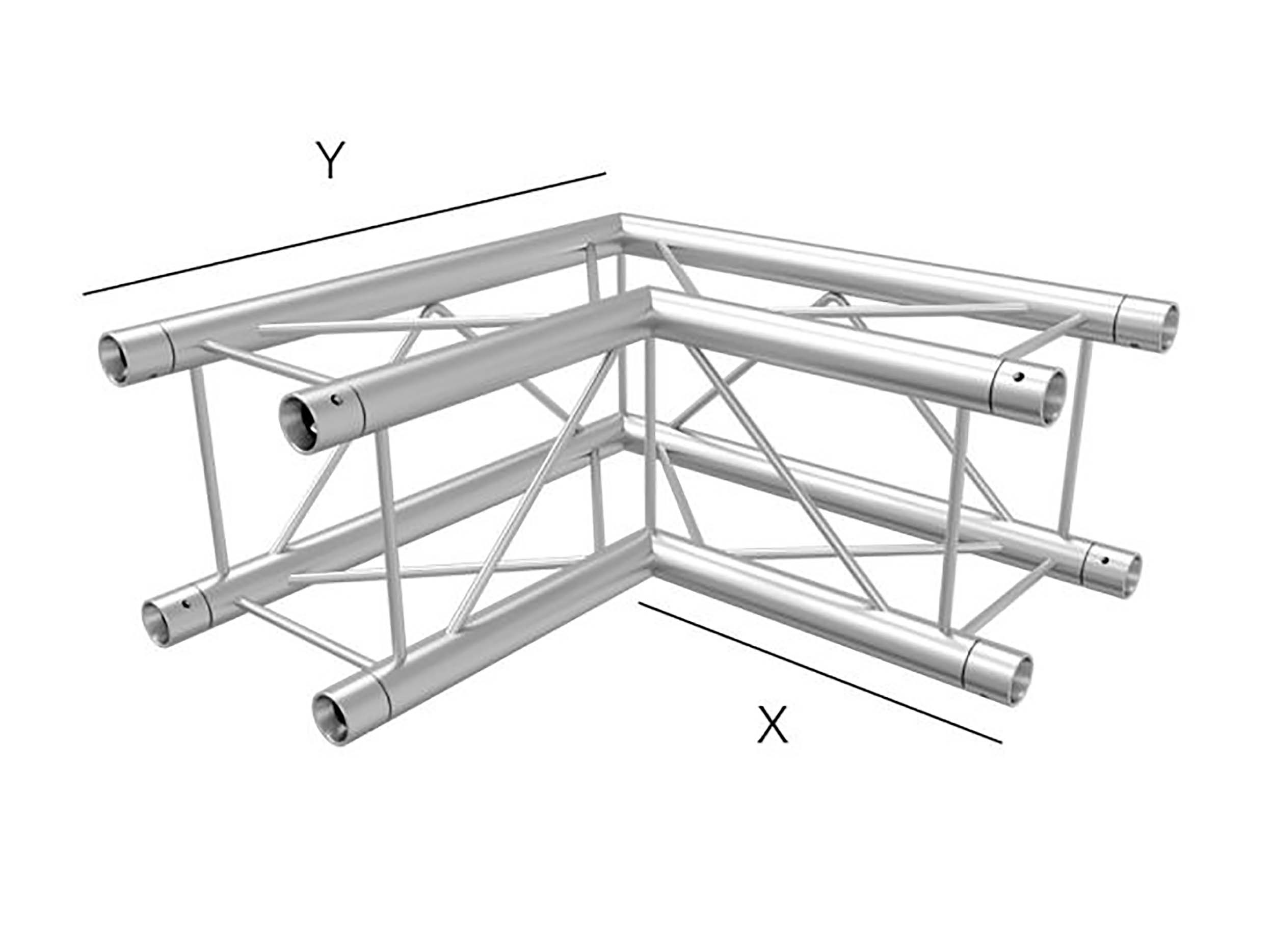 Global Truss SQ-F24-C21, Two Way 90 Degree Corner for F24 Square Truss System - 1.64 ft - Hollywood DJ
