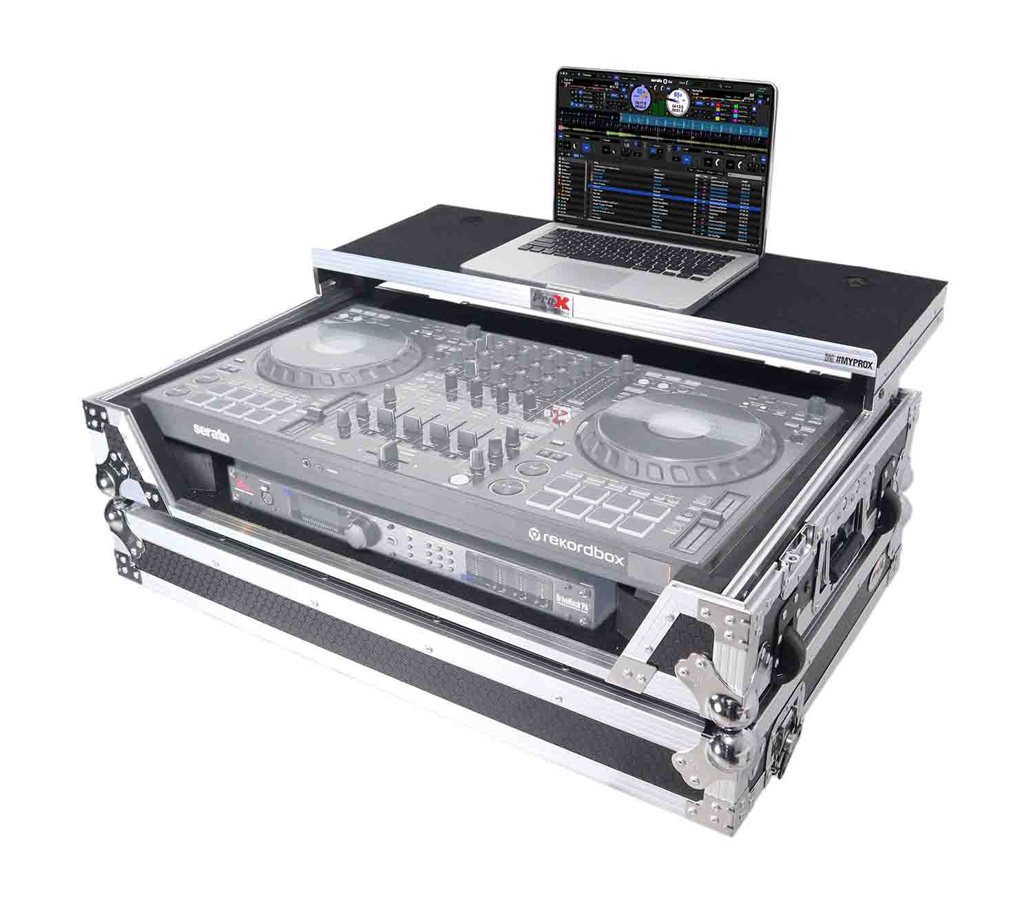 ProX XS-DDJFLX10 WLT Flight Style Road Case fPioneer DDJ-FLX10 DJ Controller with Laptop Shelf - Hollywood DJ