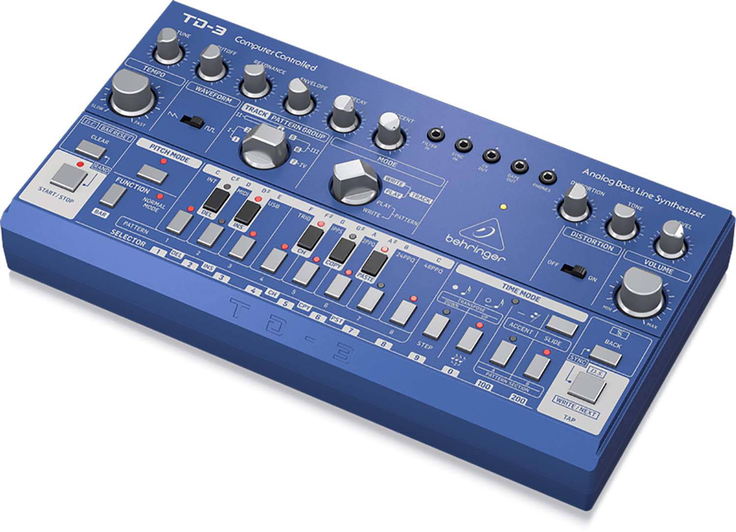 Behringer TD-3-BU Analog Bass Line Synthesizer With VCO, VCF And 16-Step Sequencer - Blue - Hollywood DJ