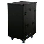 Odyssey FZ1116WDLXBL 11U Top Slanted 16U Vertical Pro Combo Rack with Side Table and Casters - Black - Hollywood DJ