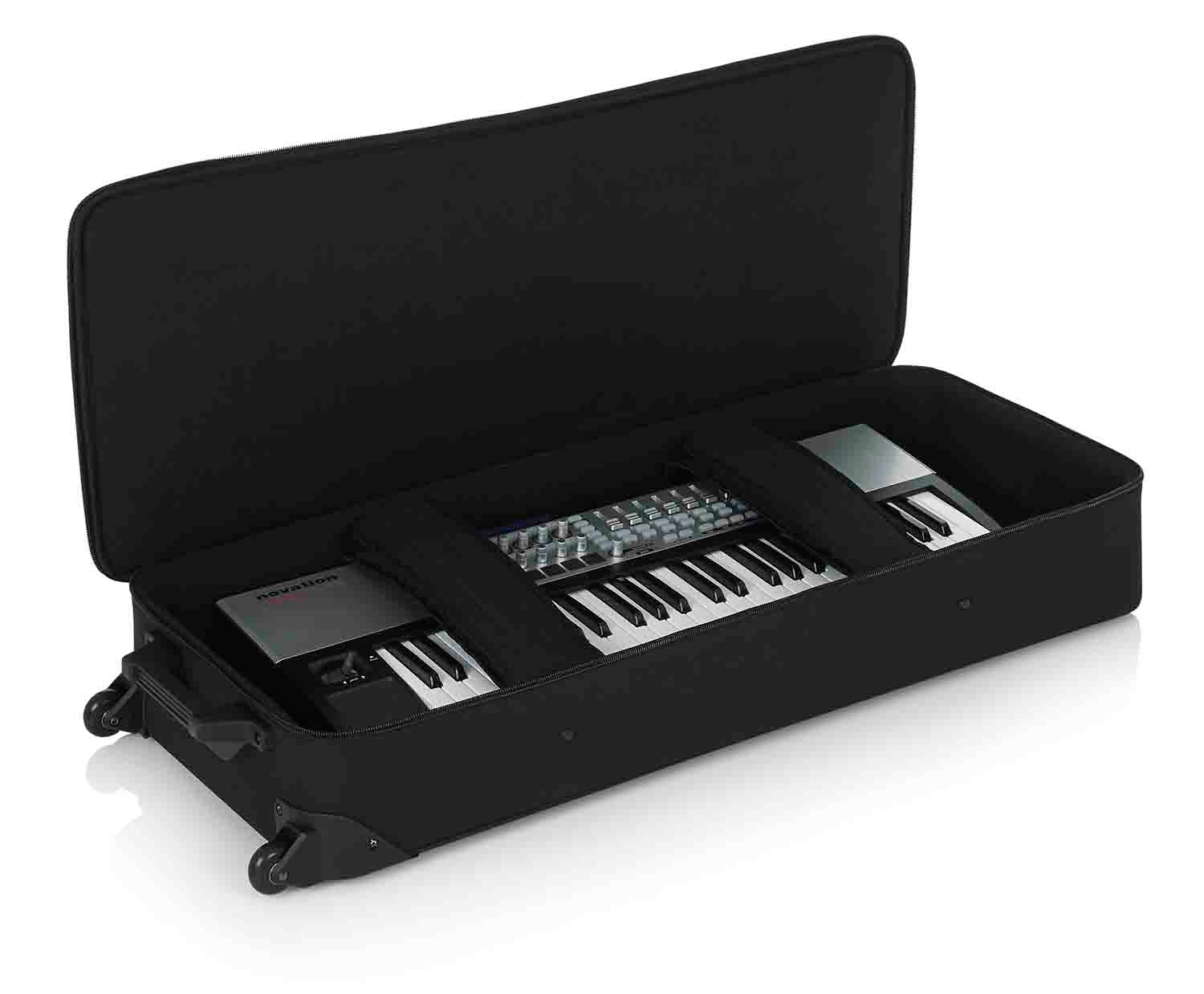 Gator Cases GK-49 Rigid EPS Foam Lightweight DJ Case for 49 Note Keyboards with Wheels - Hollywood DJ