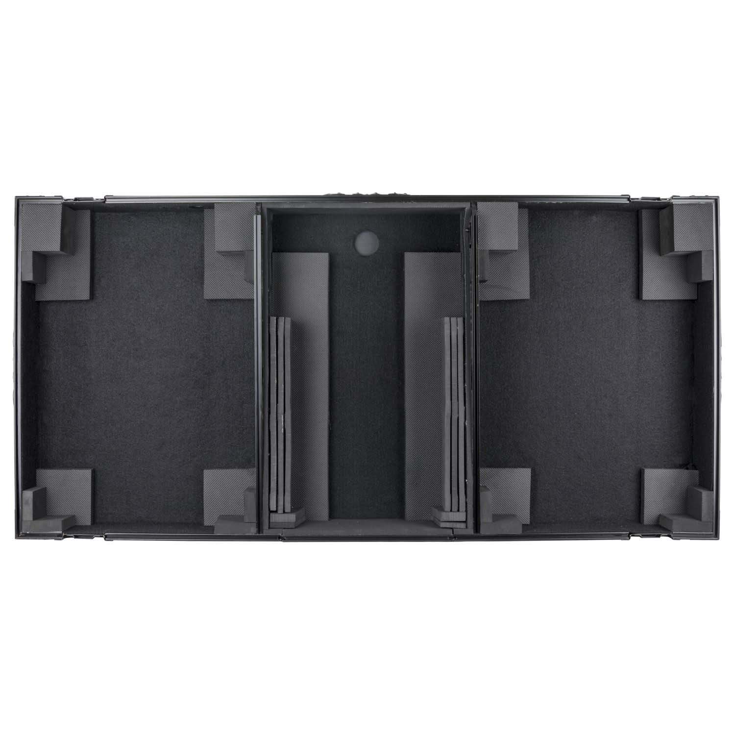 Odyssey FZGSLBM12WRBL Black Low Profile 12″ Format DJ Mixer and Two Battle Position Turntables Flight Coffin Case with Wheels and Glide Platform - Hollywood DJ