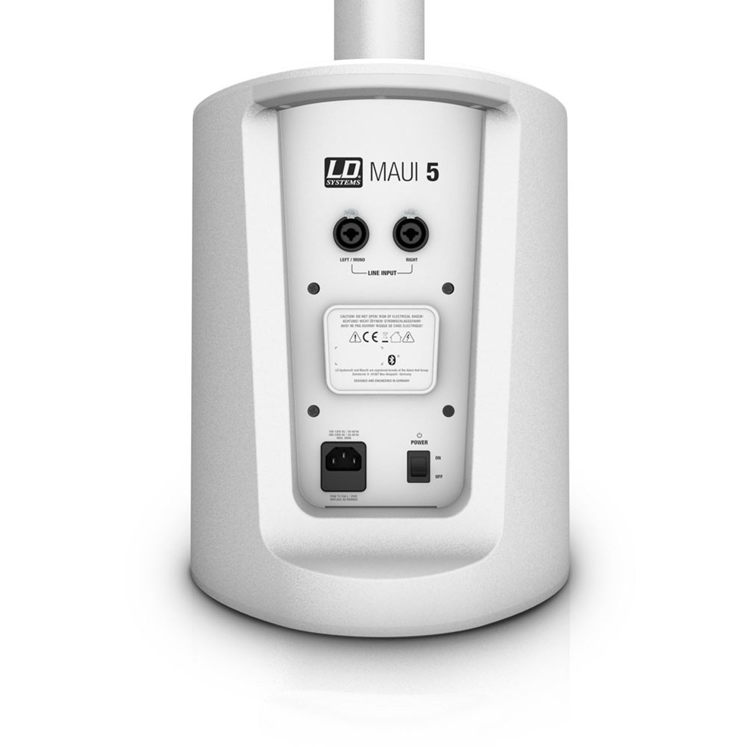 LD System MAUI 5 W, Ultra Portable Column PA System with Mixer and Bluetooth - White - Hollywood DJ