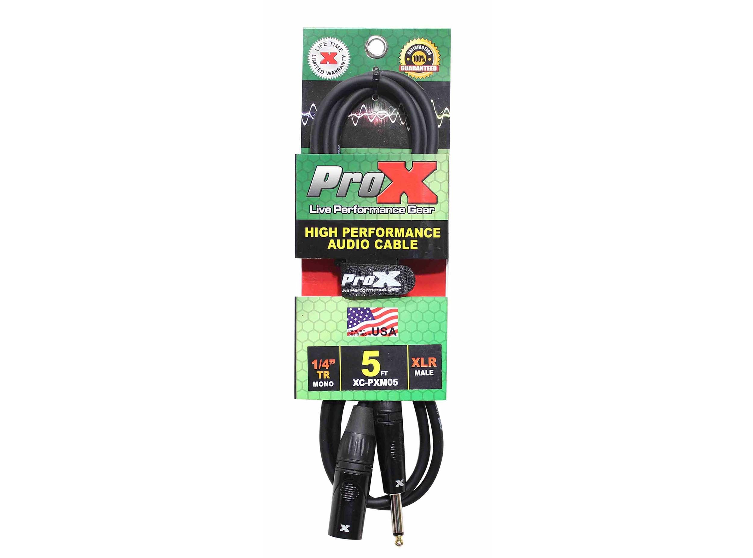 Prox XC-PXM05 Unbalanced 1/4" TS to XLR3-M High Performance Audio Cable - 5 Feet by ProX Cases