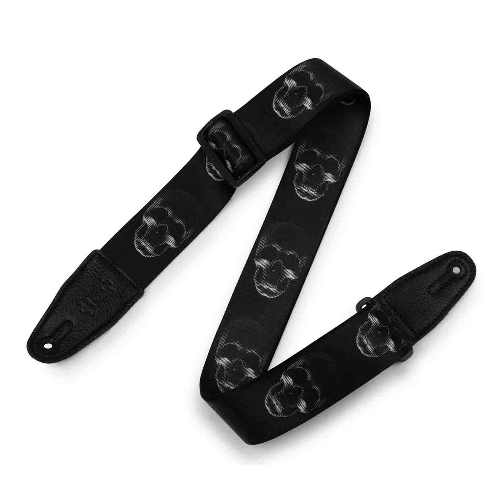 Levy's Leathers MPD2-112 2” Wide Polyester Guitar Strap with Black and White Scanned Skull Motif - Hollywood DJ