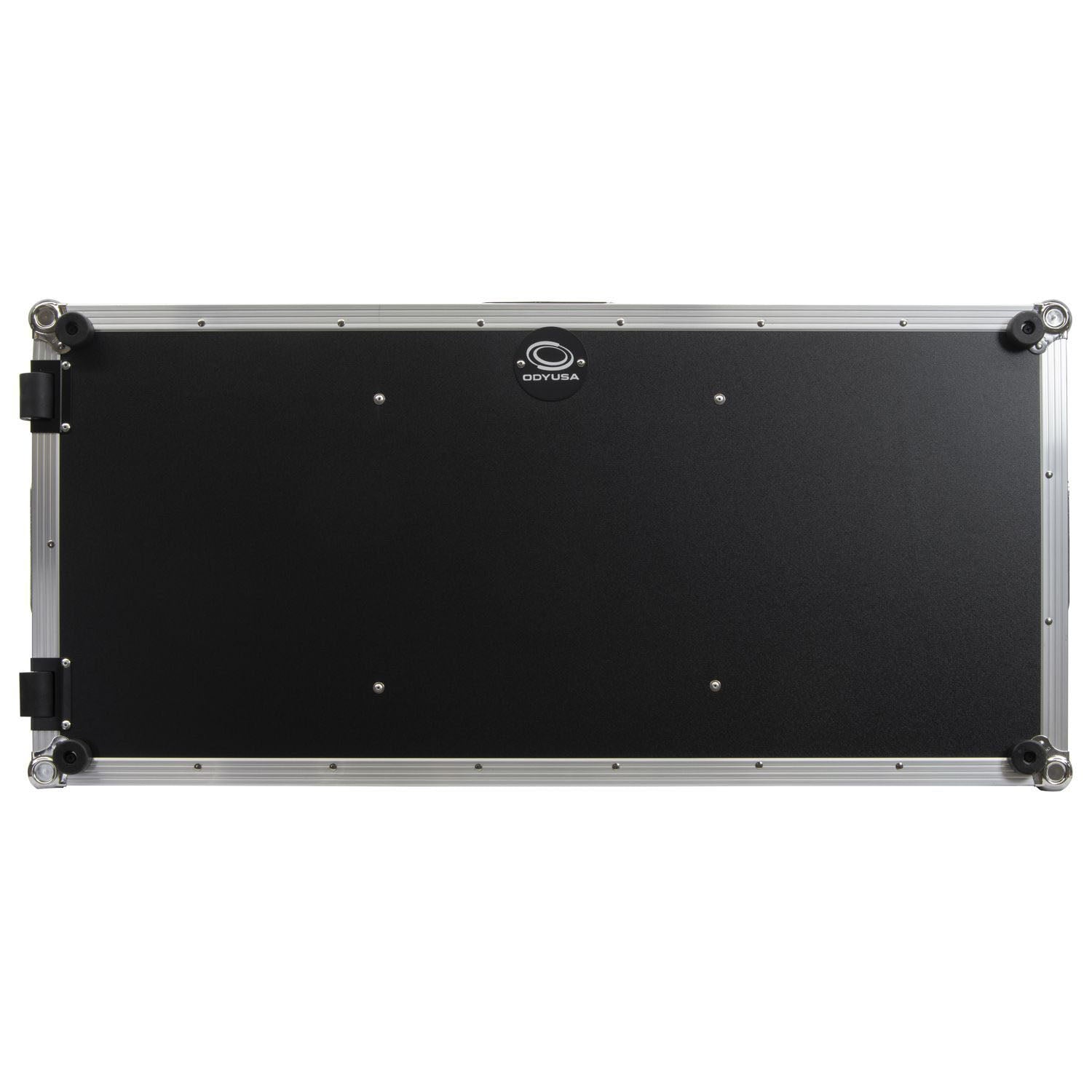 Odyssey FZGSL12CDJWR Black Low Profile 12″ Format DJ Mixer and Two Large Format Media Players Flight Coffin Case with Wheels and Glide Platform Odyssey