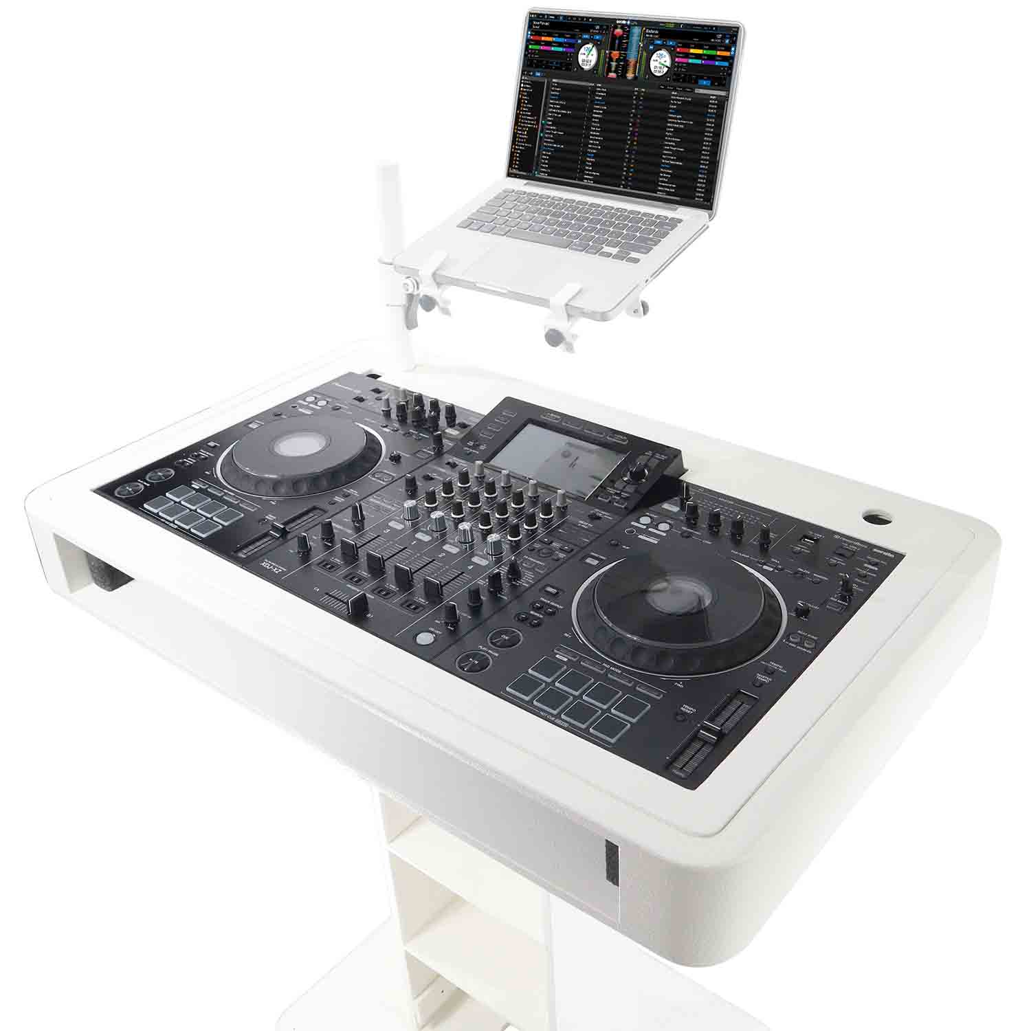 ProX XZF-DJCTWCASE Control Tower DJ Stand with Laptop Stand, and Travel Cases - White Finish - Hollywood DJ