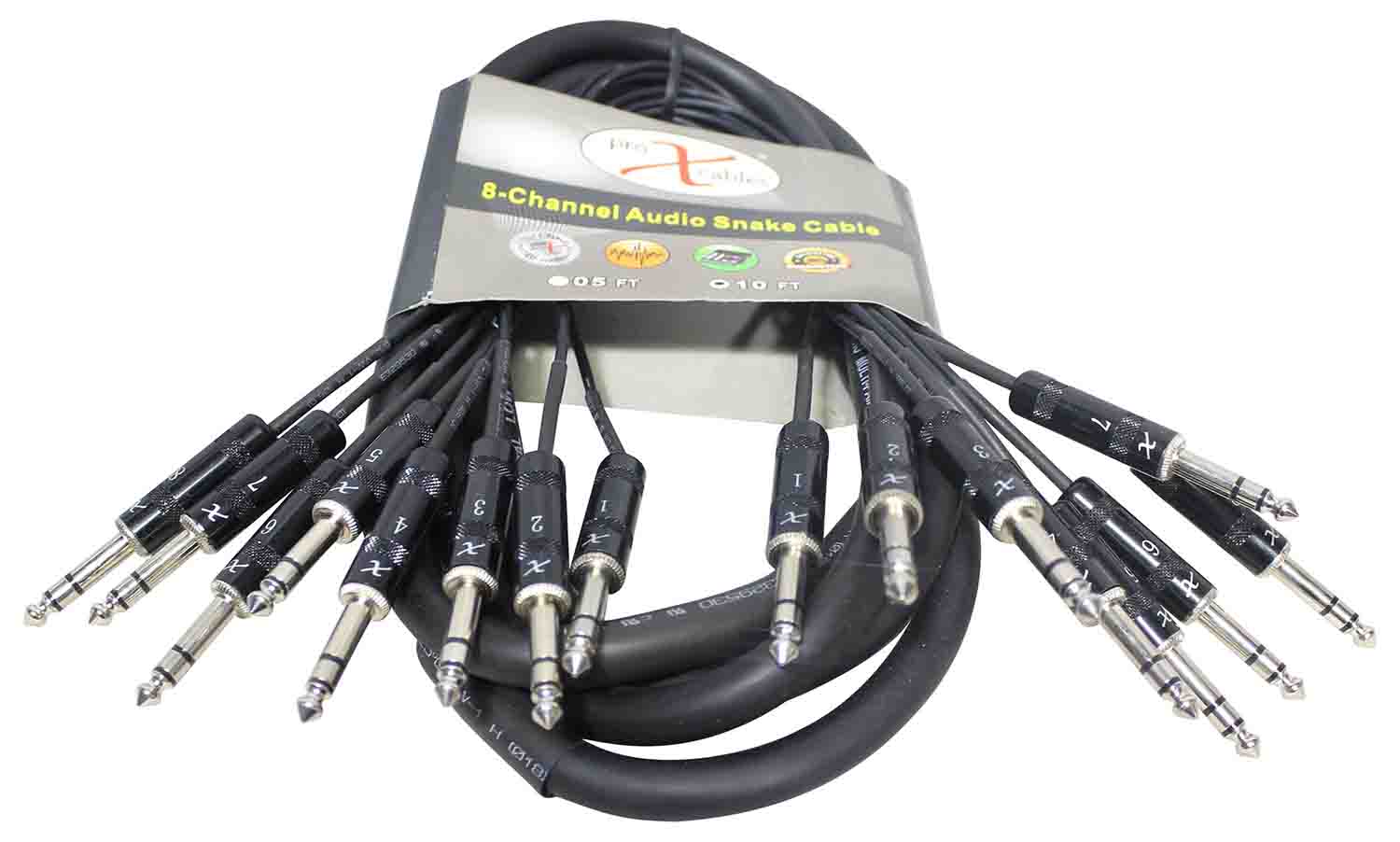 Prox XC-8TRS10, 8-Channel TRS-M to TRS-M Balanced Snake Cable - 10 Feet - Hollywood DJ