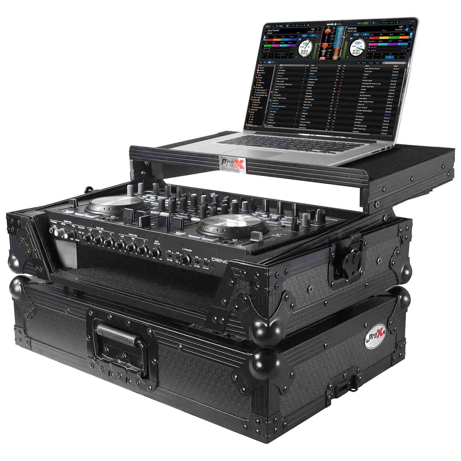 B-Stock: ProX XS-DNMC6000LTBL DJ Flight Case for Denon DNMC6000 - MC6000MK2 Digital Controller - Black on Black - Hollywood DJ