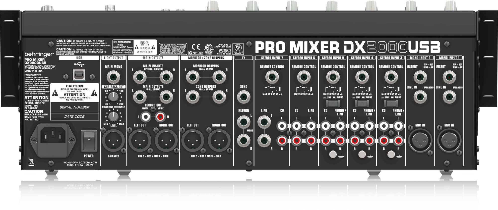 Behringer DX2000USB Professional 7 Channel DJ Mixer with USB/Audio Interface - Hollywood DJ