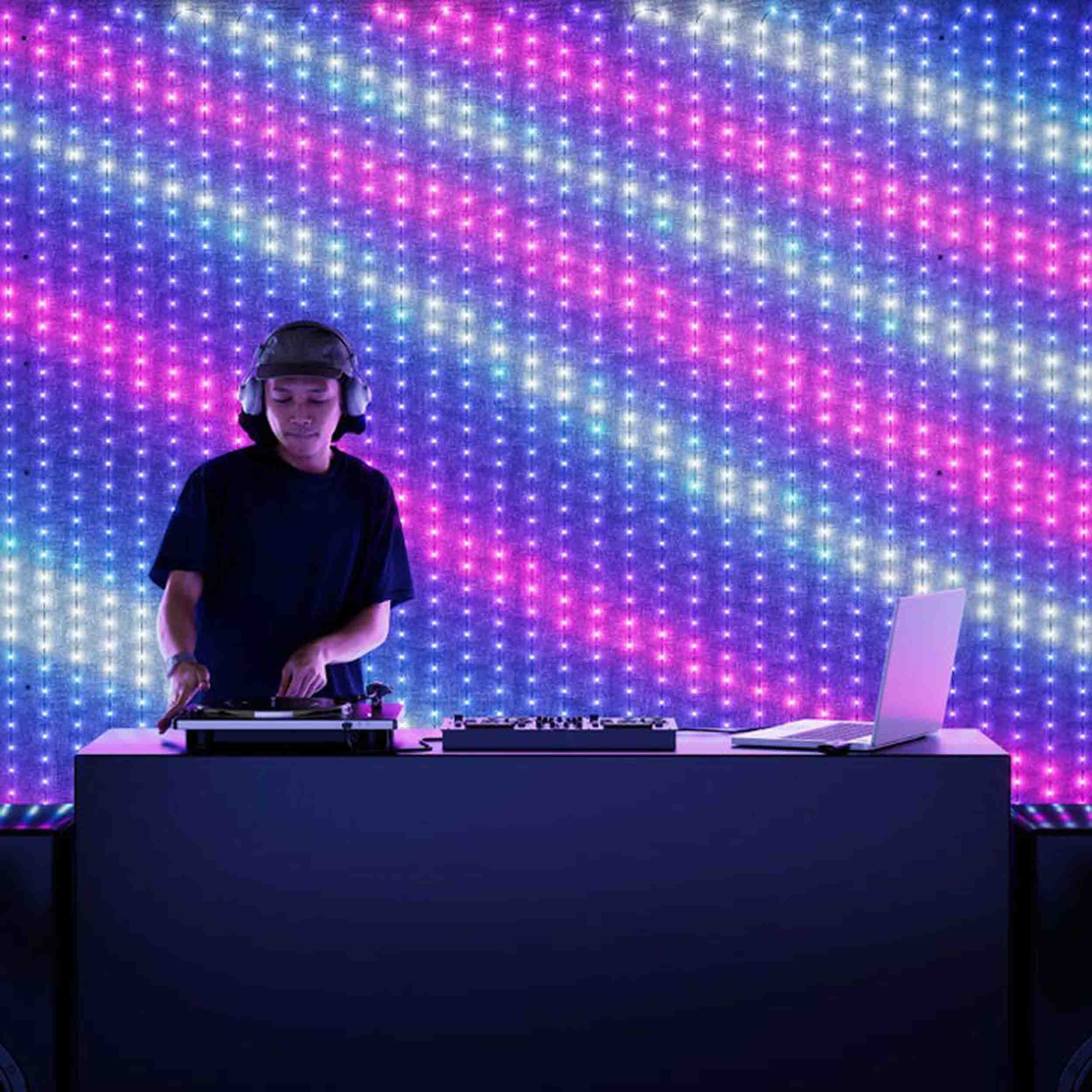 Twinkly Pro LightWall 8.2' x 8.9', 1120 Pixel Back Drop Wall with Stand and Wifi or Ethernet Connection - Hollywood DJ