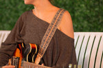 Levy's Leathers MH8P-007, 2 Inch Hemp Vegan Guitar Strap with Berry and Taupe Motif - Hollywood DJ