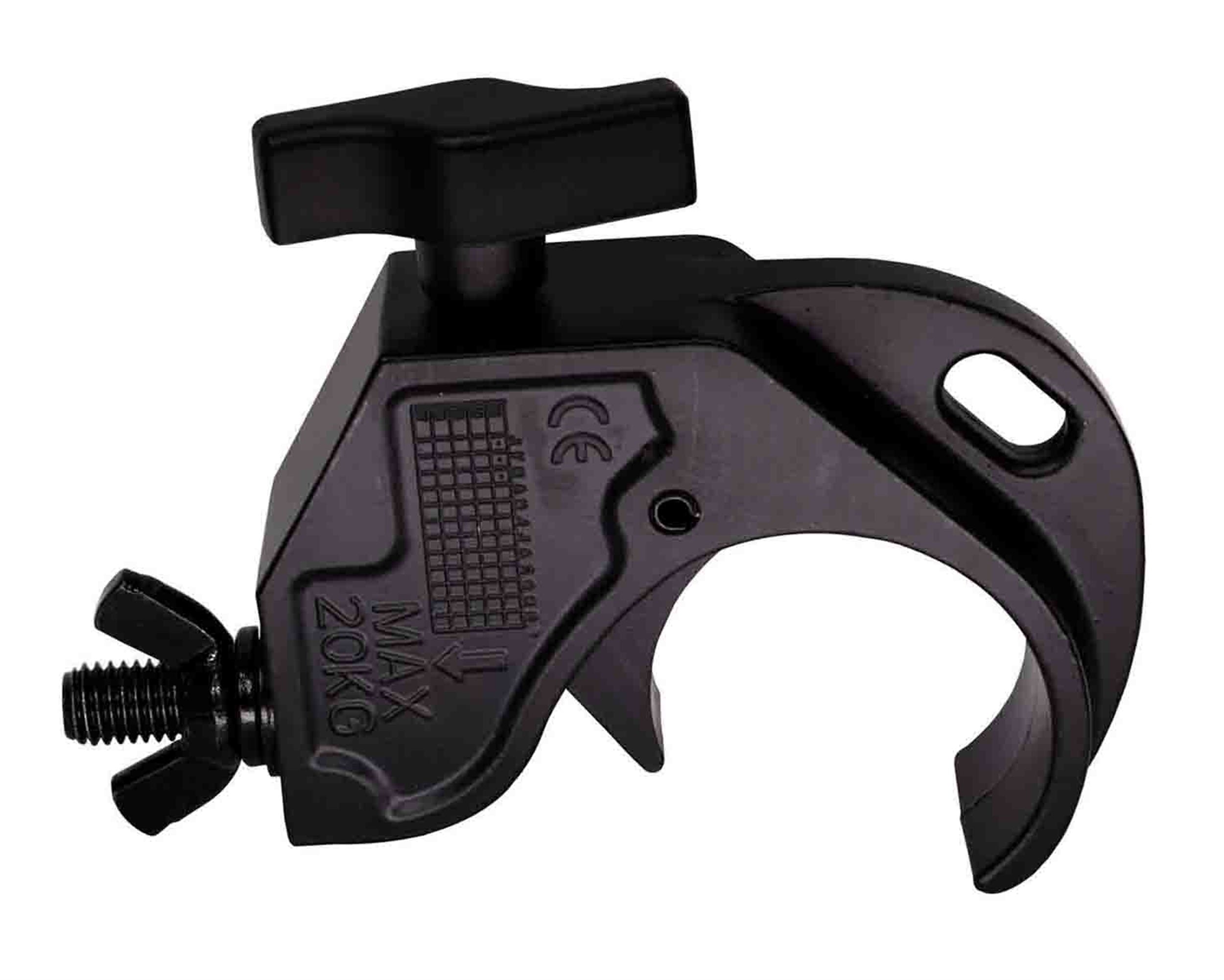 ProX T-C16H-BLK Hook Style Snap Clamp 44 lbs Capacity Black Powder Coated Finish - Hollywood DJ