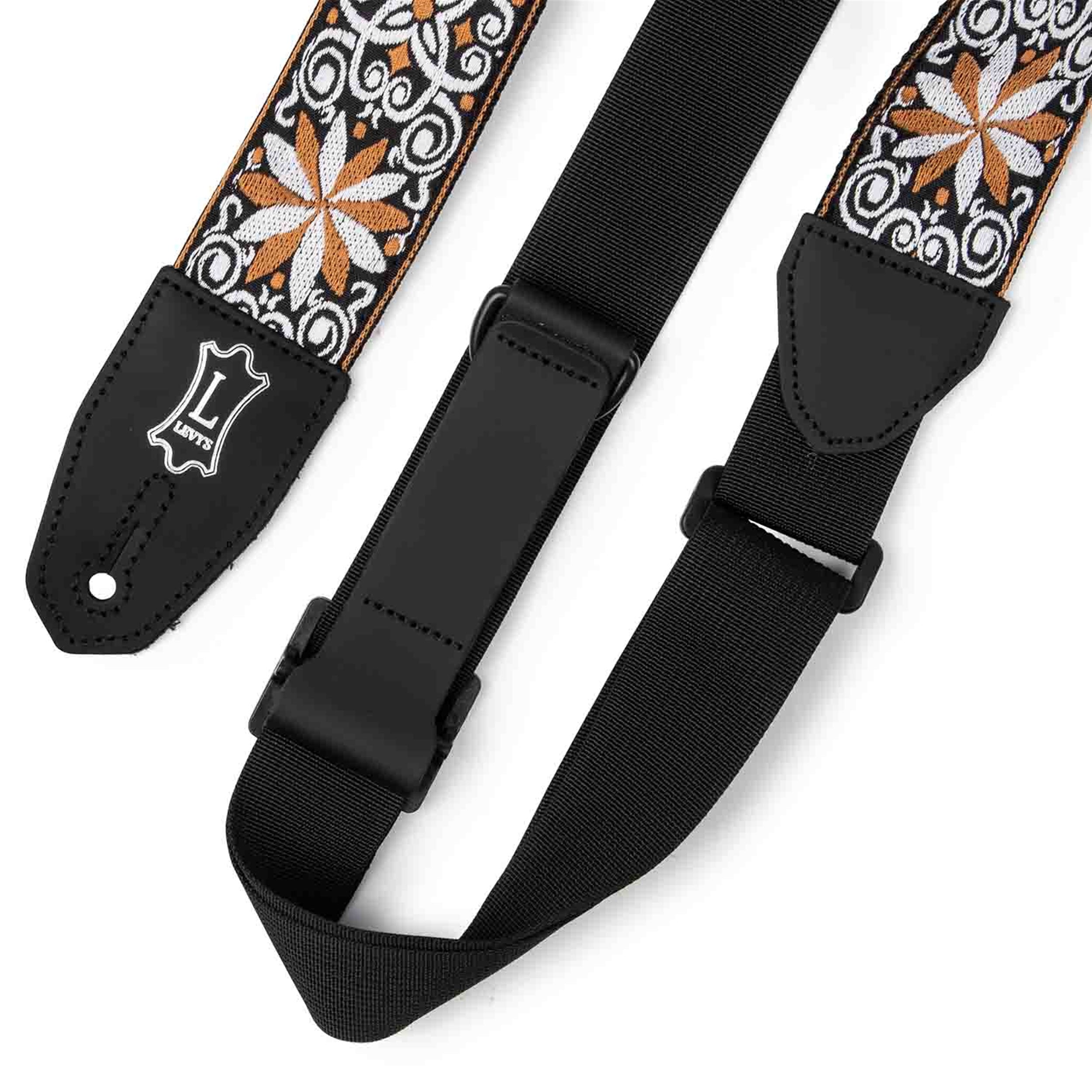 Levy's Leathers MRHHT-13 Floral Right Height Guitar Strap - Yellow and White - Hollywood DJ