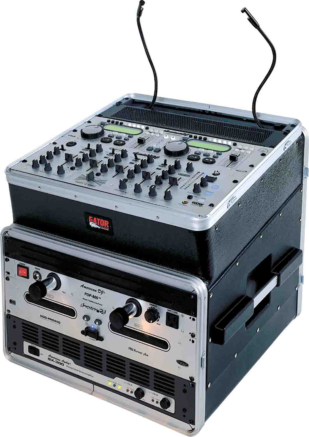 Gator Cases GRC-10X8 PU, 10U Top and 8U Side ATA Molded PE Pop-Up Console Rack - Hollywood DJ