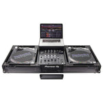 Odyssey FZGSLBM12WRBL Black Low Profile 12″ Format DJ Mixer and Two Battle Position Turntables Flight Coffin Case with Wheels and Glide Platform - Hollywood DJ