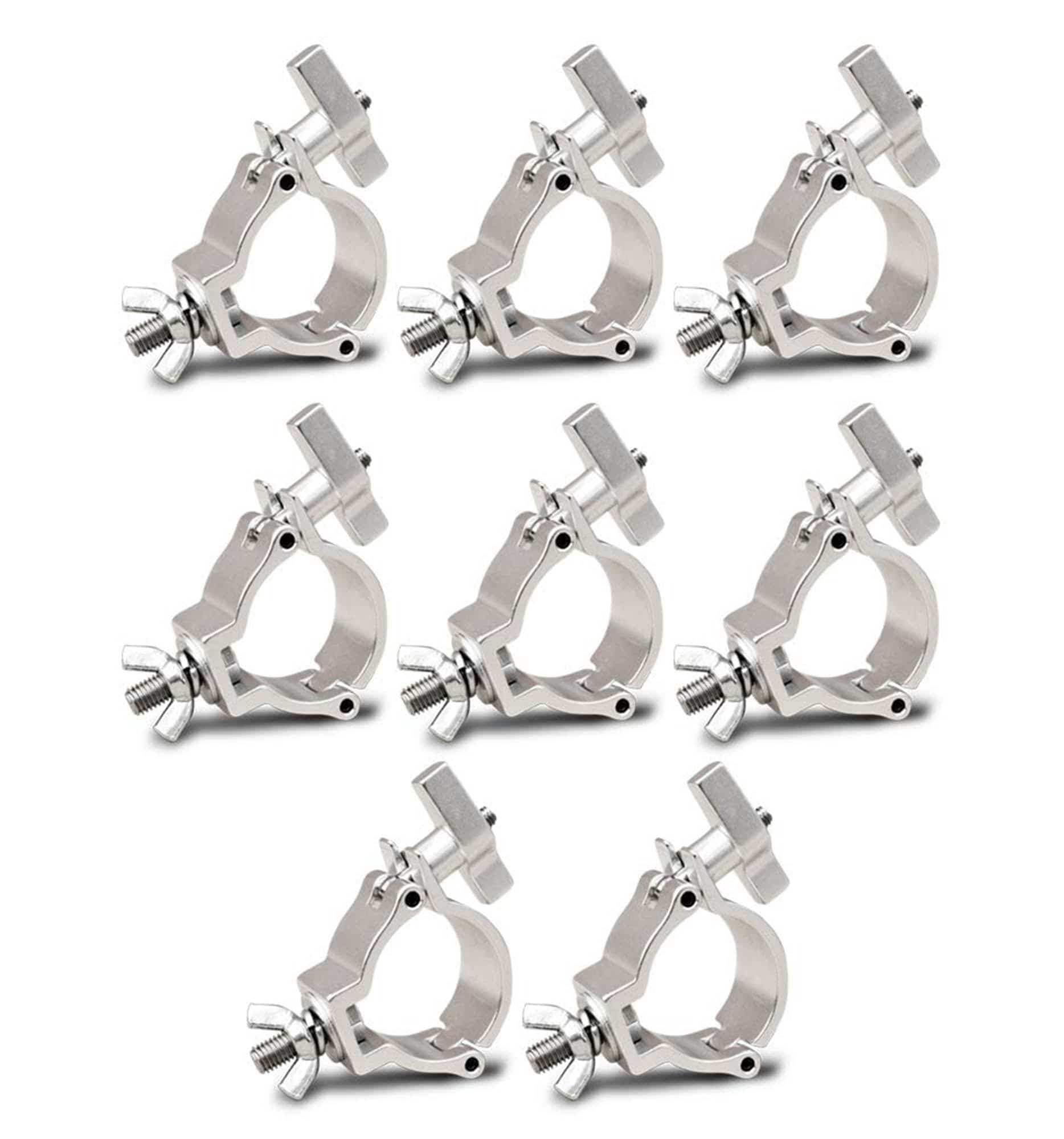 GALAXY 2" inch Silver Aluminum Clamp for Lighting (8 Pack) - Hollywood DJ