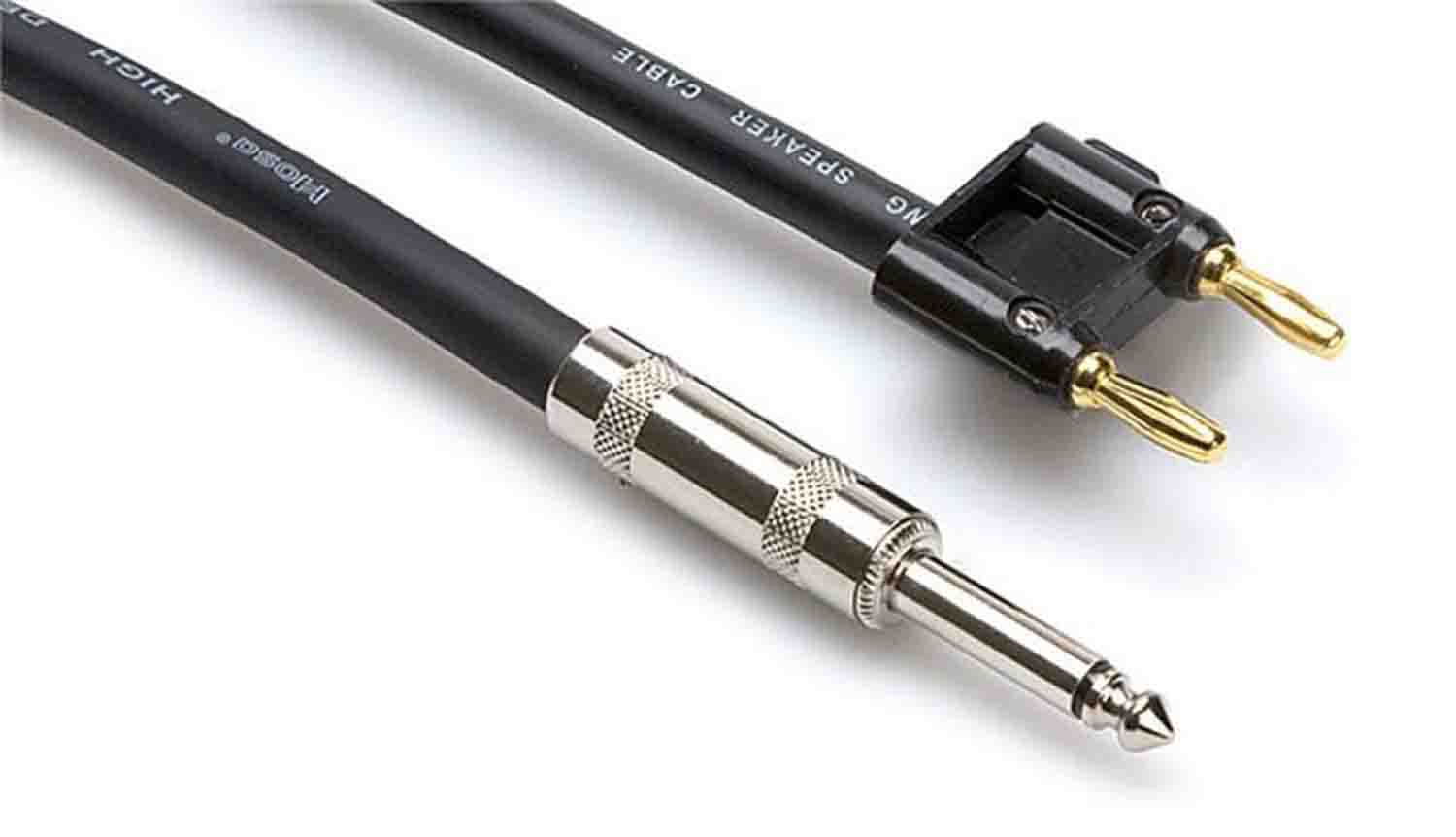 Hosa SKJ-650BN, 1/4 in TS to Dual Banana Speaker Cable - 50 Ft - Hollywood DJ