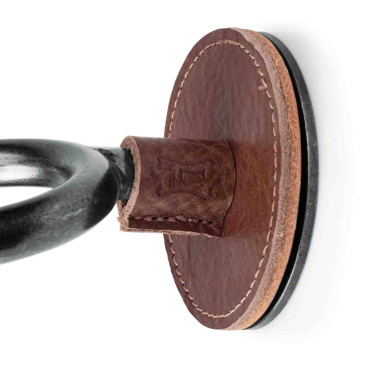 Levy's Leathers LVY-FGHNGR-SMBN Smoke Forged Guitar Hanger with Brown Leather - Hollywood DJ