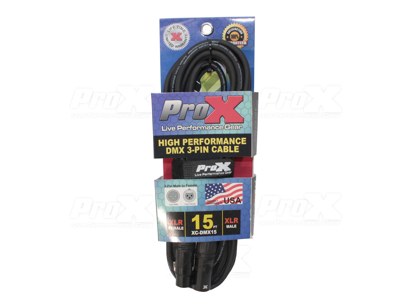 ProX XC-DMX15, DMX XLR3-M to XLR3-F High Performance Cable - 15 Feet by ProX Cases