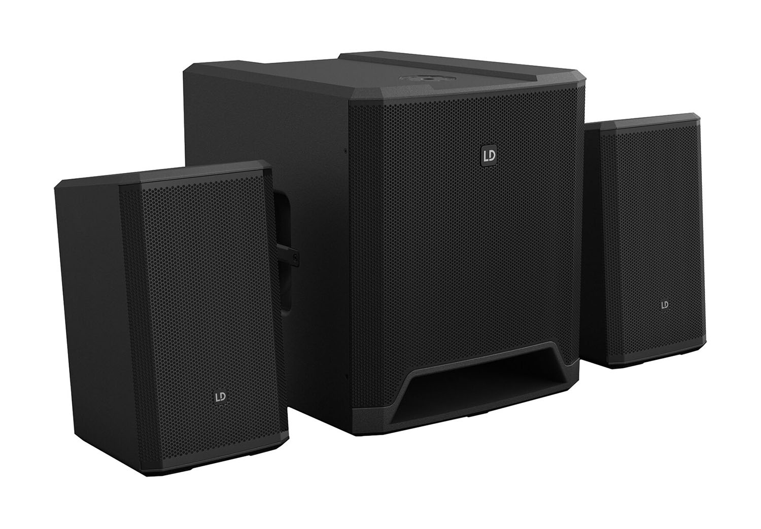 LD Systems DAVE 15 G4X Compact 2.1 Powered PA System with Bluetooth and Mixer - 1000W RMS - Hollywood DJ