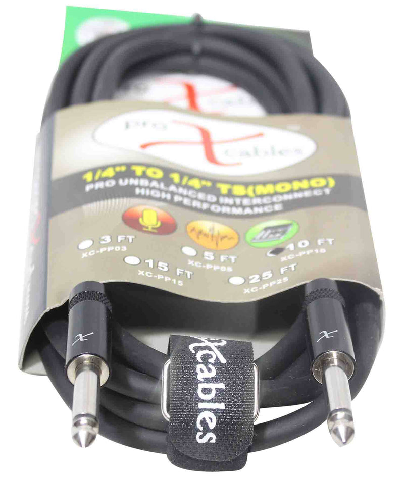 Prox XC-PP10 Unbalanced 1/4" TS-M to 1/4" TS-M High Performance Audio Cable - 10 Feet - Hollywood DJ
