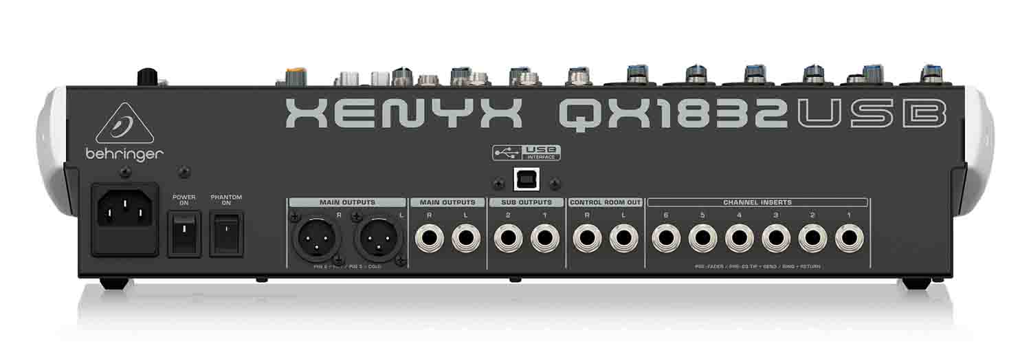 Behringer QX1832USB, 18-Input 3/2-Bus Mixer with USB Audio Interface - Hollywood DJ