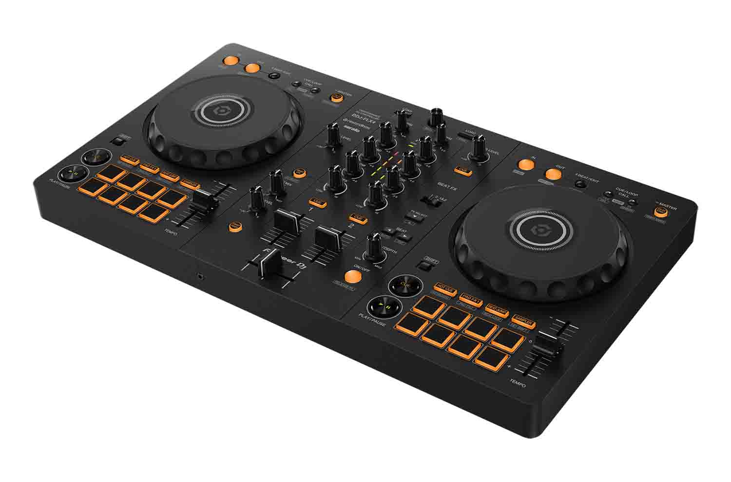 Pioneer DJ DDJ-FLX4, 2-Channel DJ Controller Package with Headphones and Laptop Stand - Hollywood DJ