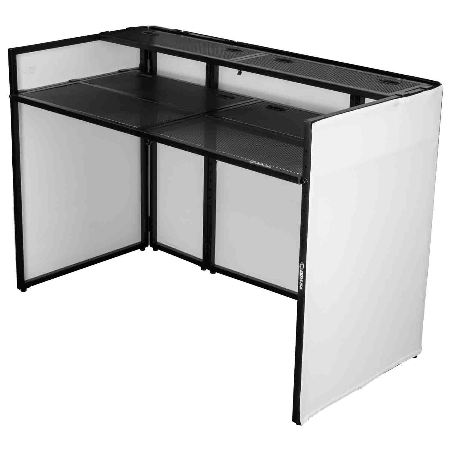 Odyssey Media DJ Booth Package with 65″ Flat Screen TV/Monitor and Sneeze Guard - Hollywood DJ